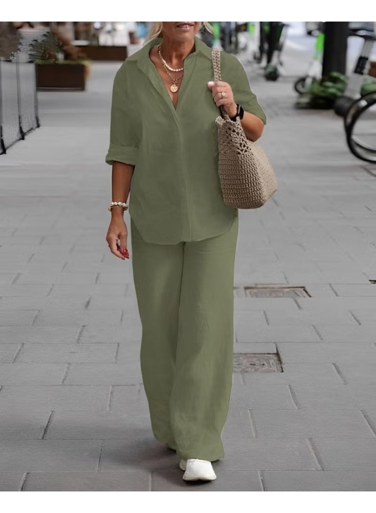 Linen Daily Double Set Bottom Top LN17HAKI17